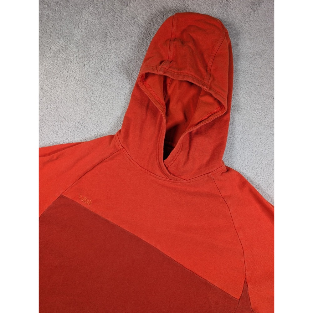 Rab Circuit Hoody Mens Large Red Orange Organic Cotton Pullover Hoodie‎ QCB-28
